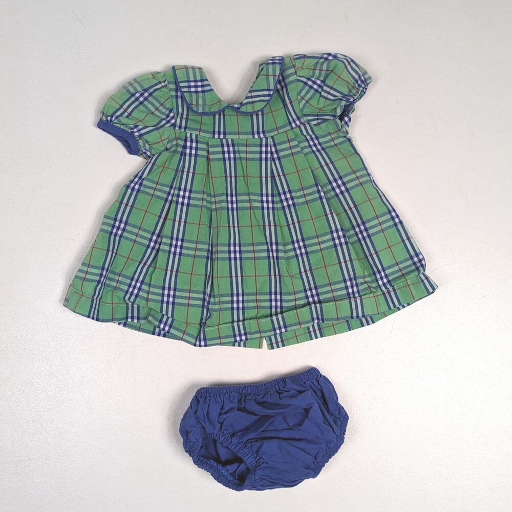 The Oaks Dress Baby Girls Sz 9m Green Plaid Holiday Classic Retro Boutique